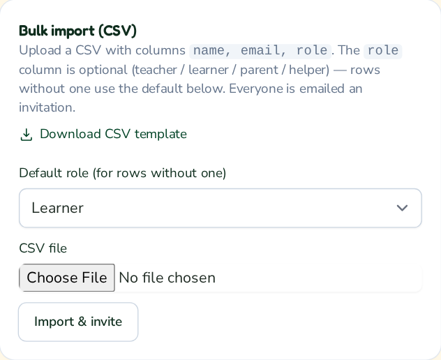 Bulk import from a CSV