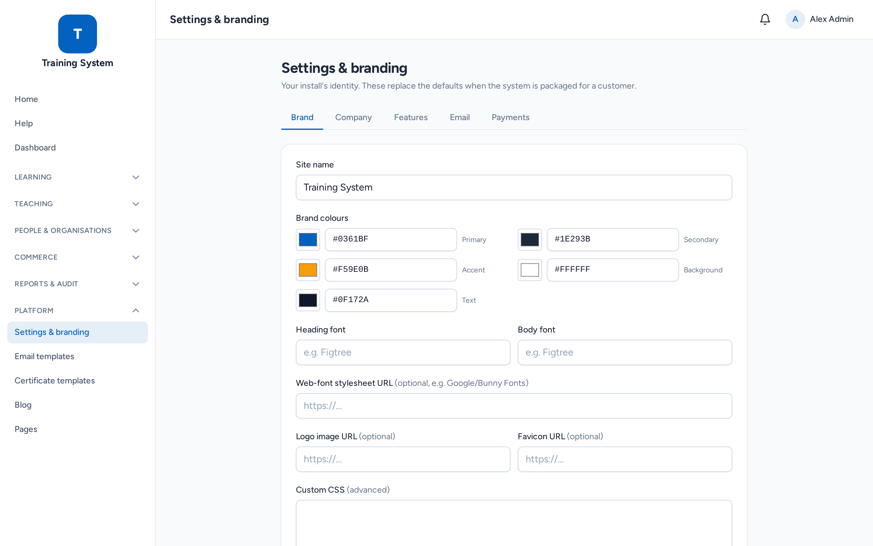 Configure the platform